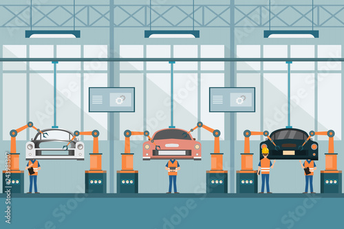 smart industrial factory in a flat style