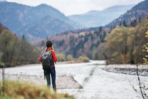 woman in the mountains nature