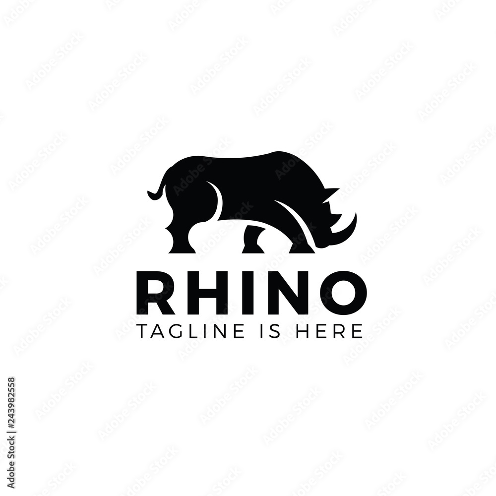 Angry rhino logo template isolated on white background