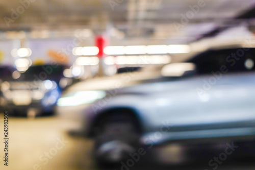 Blurred parking indoor of super store modern trade © themorningglory