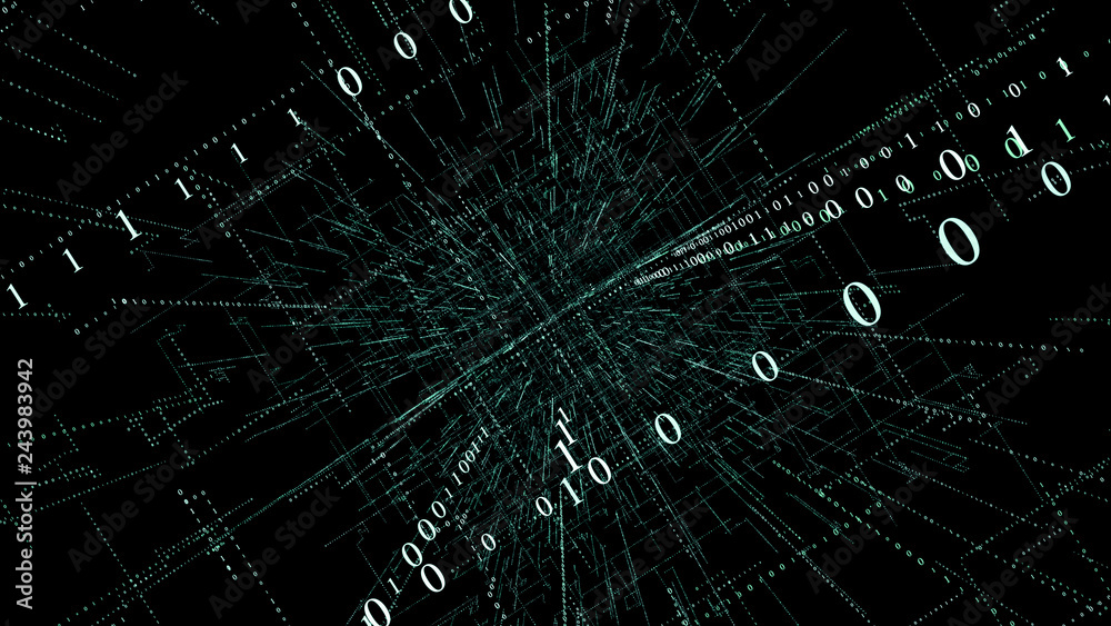 Obraz premium 3D Smart digital binary code with futuristic smart technology connection network concept .