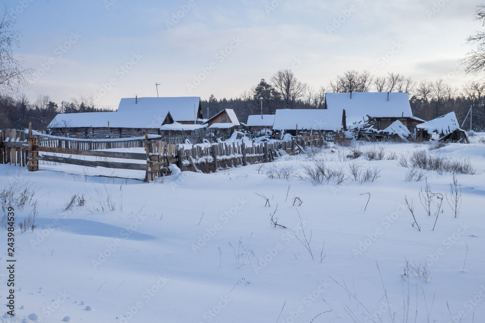 evening winter village