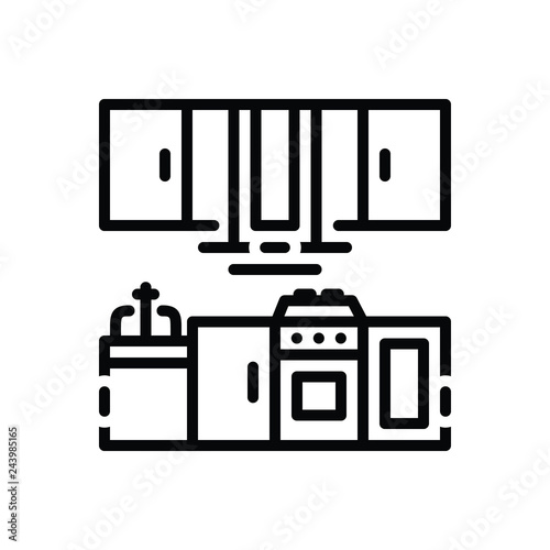 Black line icon for kitchen 