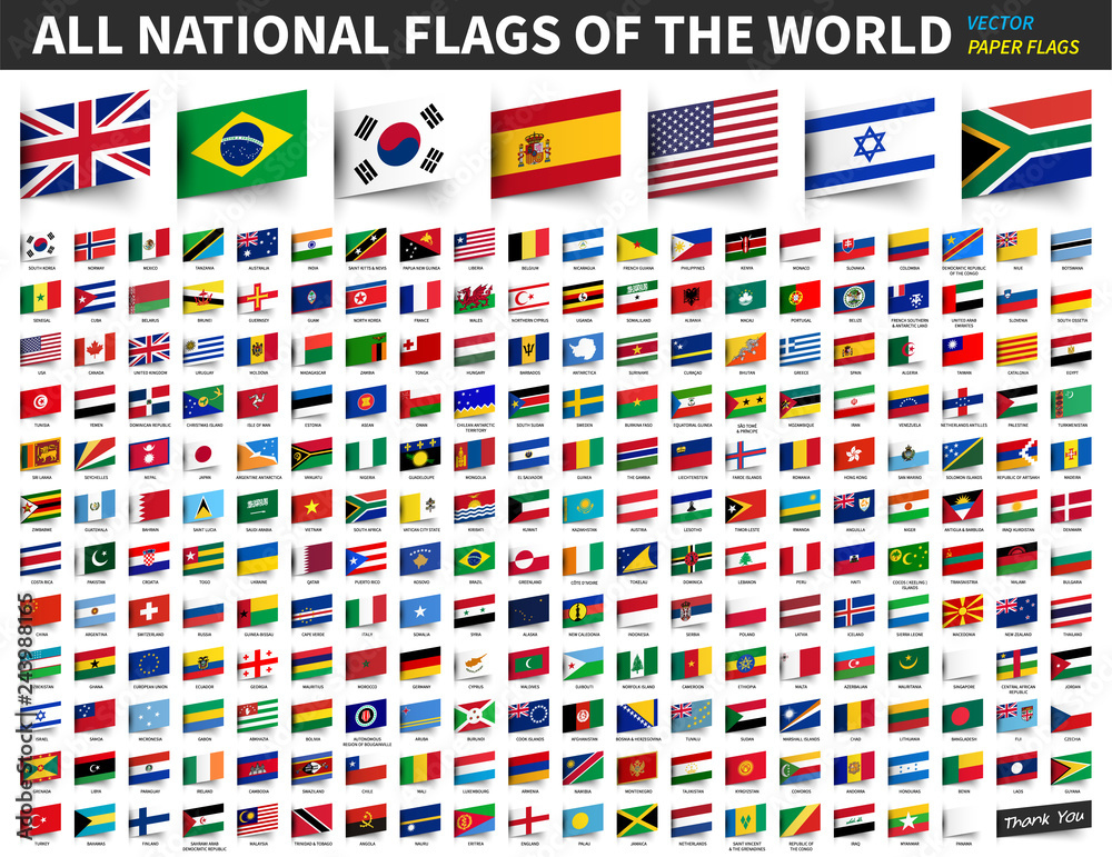 Fototapeta All national flags of the world . Inserted paper design