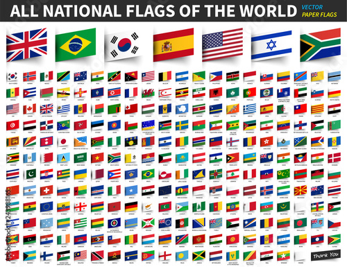 All national flags of the world . Inserted paper design