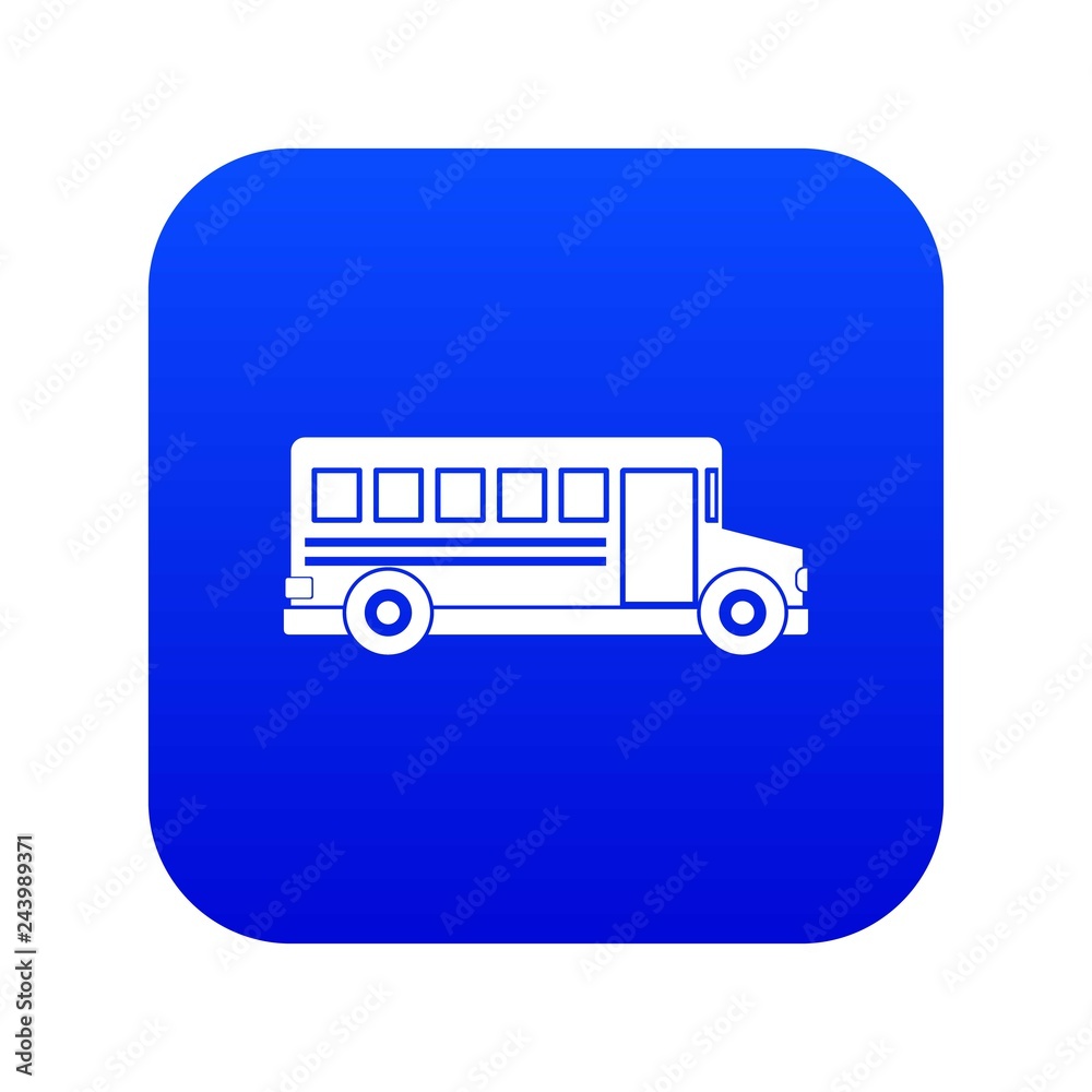 School bus icon digital blue for any design isolated on white vector illustration School bus icon digital blue for any design isolated on white vector illustration