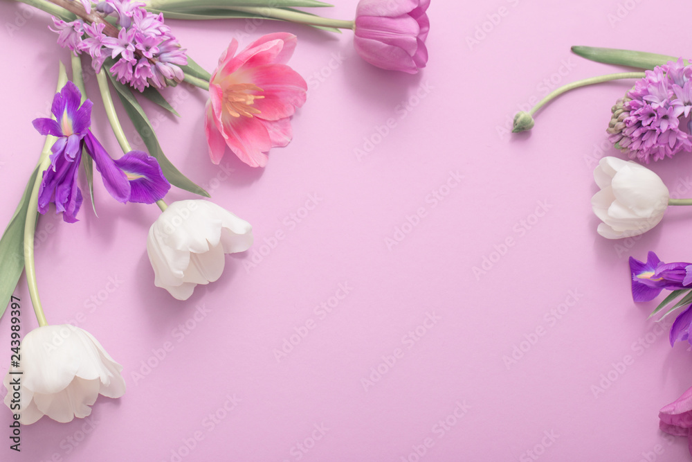 beautiful flowers on paper background