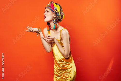 beautiful african woman with accessory on her head fashion style