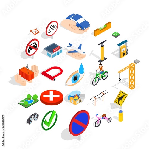 Intersection icons set. Isometric set of 25 intersection vector icons for web isolated on white background