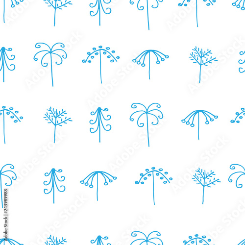 Abstract trees and leaves. Seamless pattern vector
