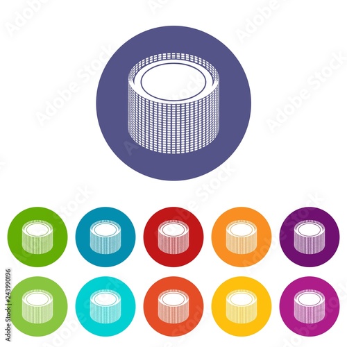 Building roll net icons color set vector for any web design on white background