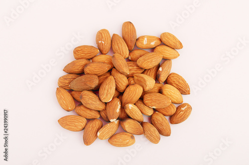 Almond at white background	