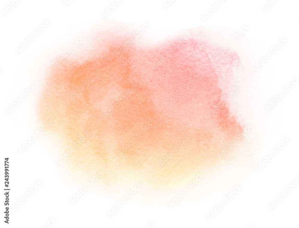 Watercolor artistic abstract red orange brush stroke isolated on white background