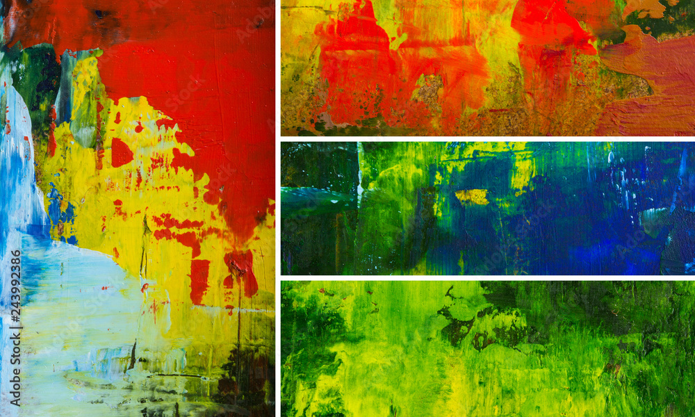 Obraz premium set abstraction art oil paints canvas painting grunge color background