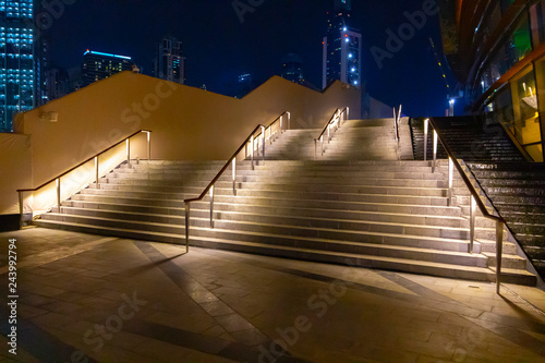 Modern design urban stairs with LED lighting.