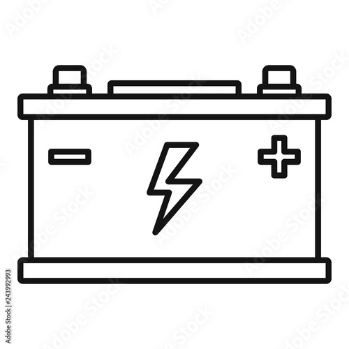 Car battery icon. Outline car battery vector icon for web design isolated on white background