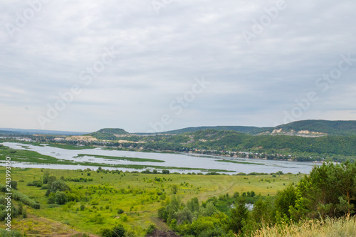 Fototapeta Naklejka Na Ścianę i Meble -  summer landscape, river, forest, village