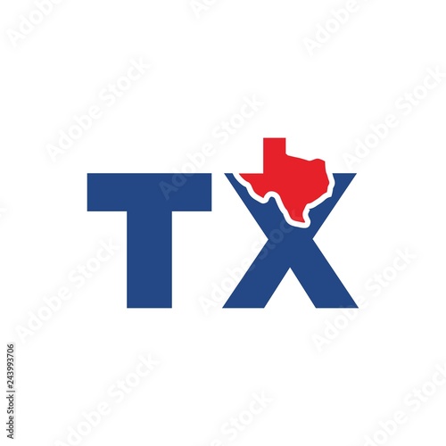 texas map vector logo. letter TX