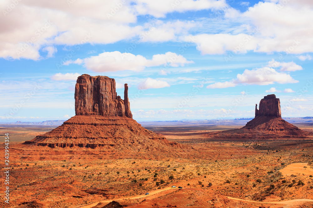 Panorama with famous Buttes of Monument Valley from Arizona, USA.