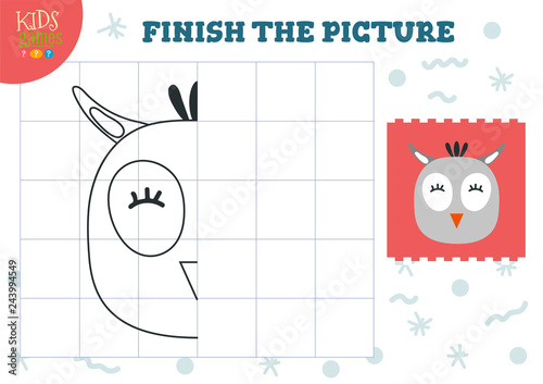 Copy picture vector illustration. Complete and coloring game for preschool and school kids