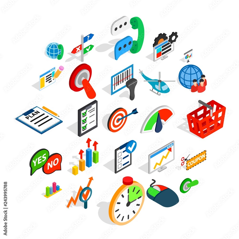 Bargain icons set. Isometric set of 25 bargain vector icons for web isolated on white background Bargain icons set. Isometric set of 25 bargain vector icons for web isolated on white background