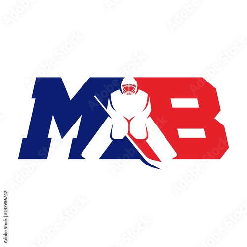Hockey Player Vector logo. Letter M and B.