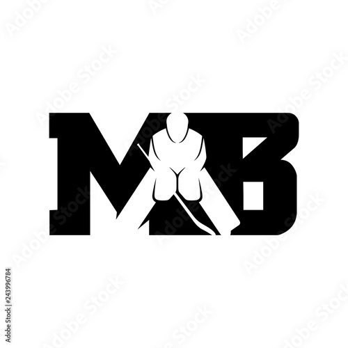 Hockey Player Vector logo. Letter M and B.