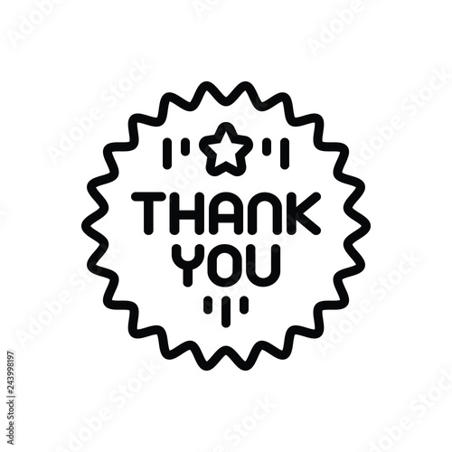 Black line icon for thankyou  