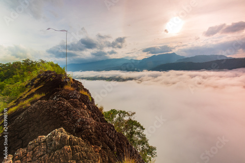 Landscape sea of mist on high mountain in Nakornchoom, Phitsanulok province, Thailand.