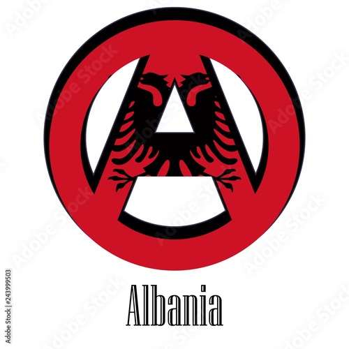 Flag of Albania of the world in the form of a sign of anarchy