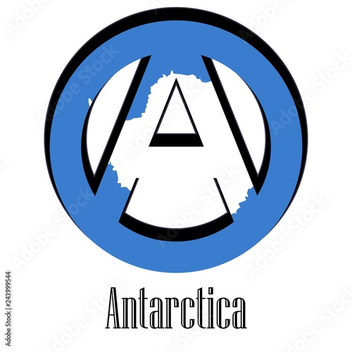 Flag of Antarctica of the world in the form of a sign of anarchy