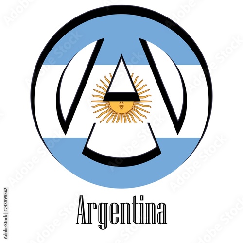Flag of Argentina of the world in the form of a sign of anarchy