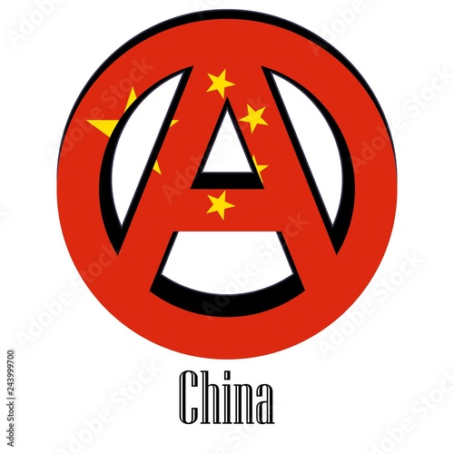 Flag of China of the world in the form of a sign of anarchy