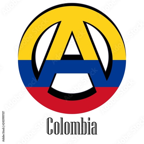 Flag of Colombia of the world in the form of a sign of anarchy