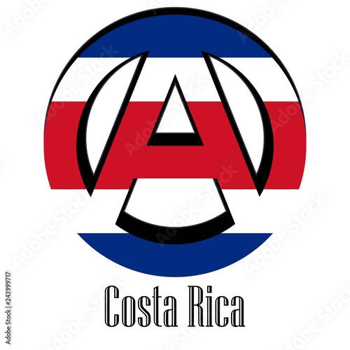 Flag of Costa Rica of the world in the form of a sign of anarchy