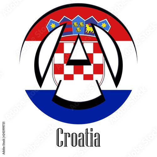 Flag of Croatia of the world in the form of a sign of anarchy