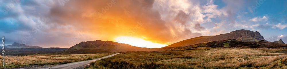 Sunset at the Quiraing on the Isle of Skye - Scotland Sunset at the Quiraing on the Isle of Skye - Scotland