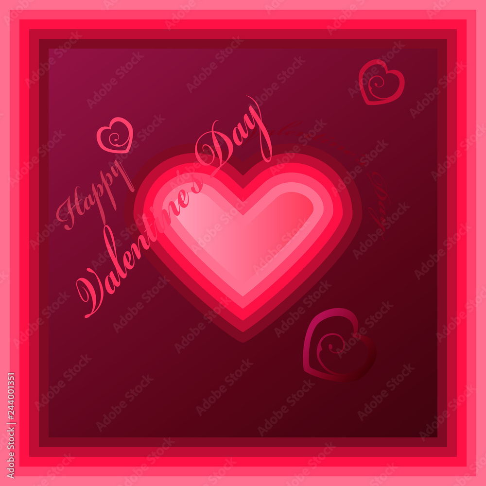 Frame with hearts. Happy Valentines day. Vector. Greeting card on the holiday. Declaration of love. Invitation for a date, a wedding.