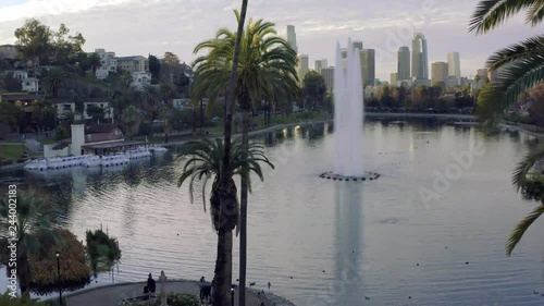 Panoramic view of Silver Lake and Downtown Los Angeles on a beautiful morning	