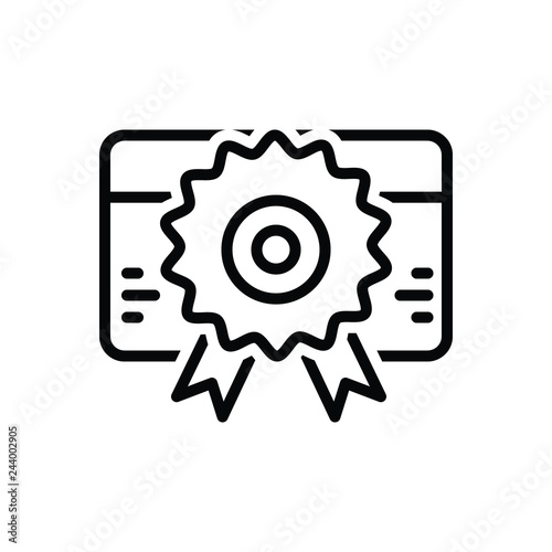 Black line icon for licence 