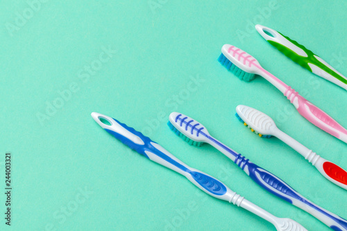 Toothbrushes on blue background