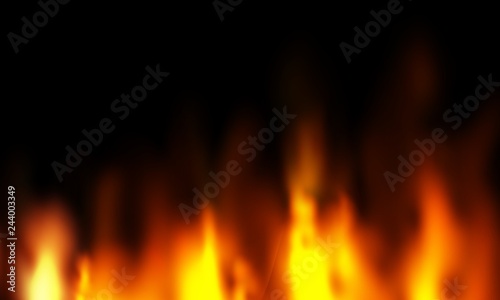 Fire, fire on a dark background, thick smoke. Night view of the disaster of the fire. Abstract background with fire and smoke.