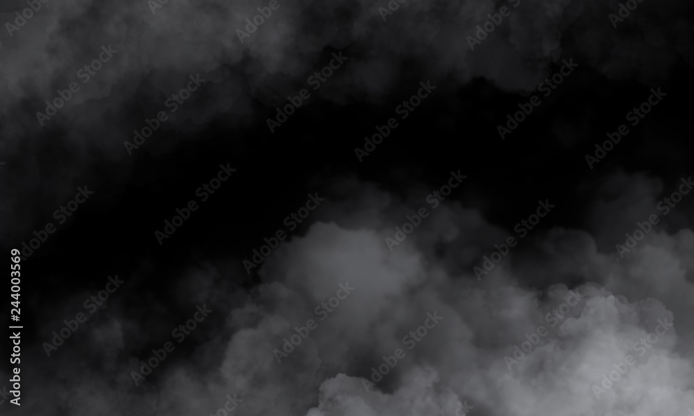 Background of an empty dark-black room. Empty brick walls, lights, smoke, glow, rays