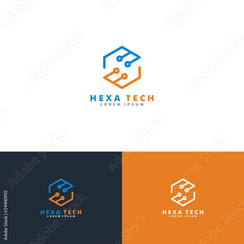 hexagon technology logo template vector illustration