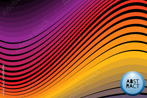 Colorful striped wavy background. Dynamic geometric template for covers, banners, posters, presentations. Vector.