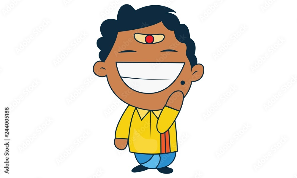 Vector cartoon illustration of south indian man laughing. Isolated on white  background. Stock Vector | Adobe Stock