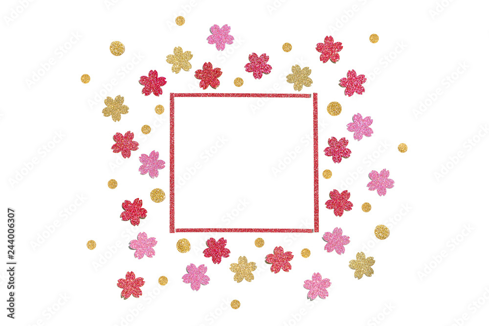 Pink, red and gold glitter square frame paper cut background - isolated Pink, red and gold glitter square frame paper cut background - isolated