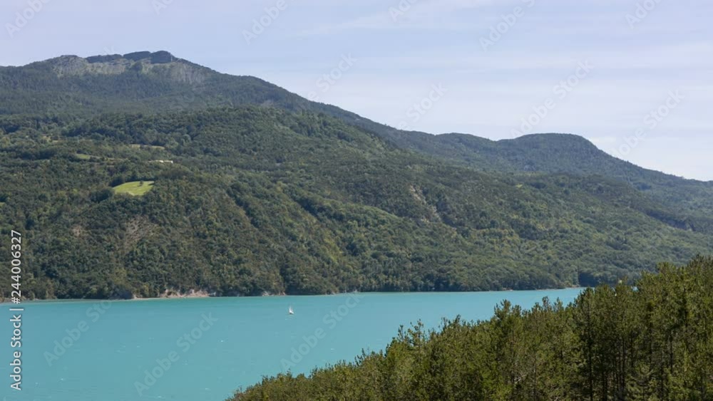 The artificial lake Serre-Poncon in the French Alps. The lake water is used for irrigation of agricultural fields. France The artificial lake Serre-Poncon in the French Alps. The lake water is used for irrigation of agricultural fields. France