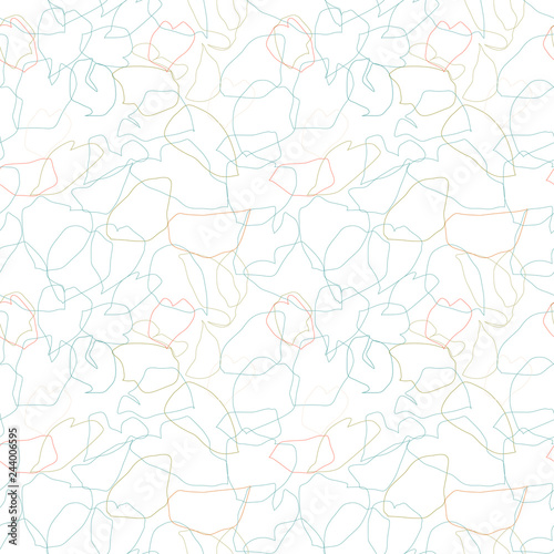Vector organic seamless abstract background, botanical motif with stylized leaves, freehand doodles pattern.
