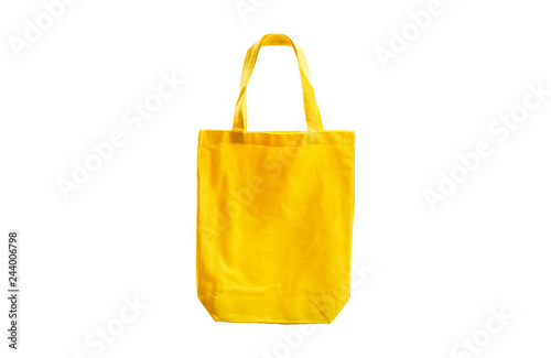 Yellow cloth bag on a white background.